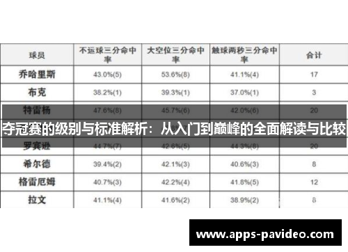 夺冠赛的级别与标准解析：从入门到巅峰的全面解读与比较